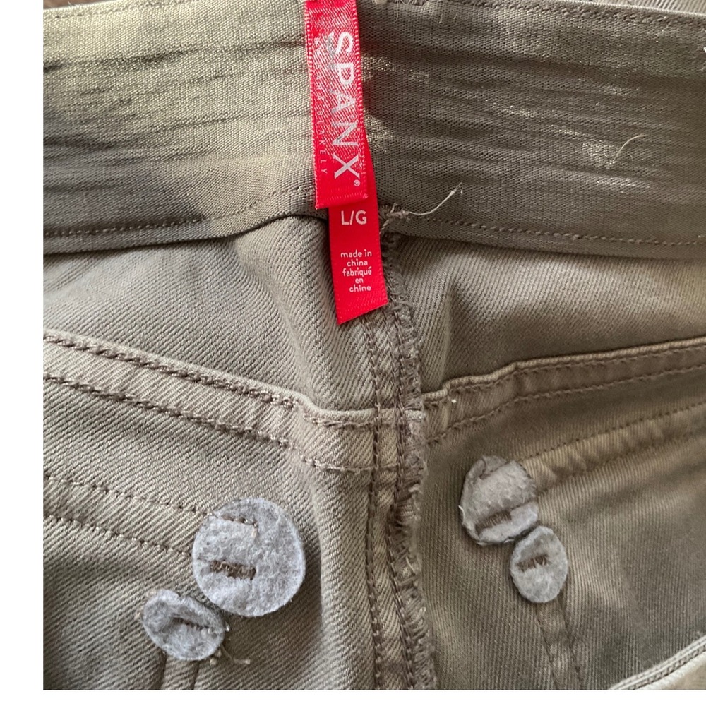 SPANX Cargo Pants Women L G Khaki Utility Pockets Straight Leg Casual - Picture 2 of 4